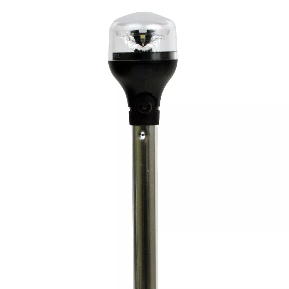 Attwood LightArmor Plug-In All-Around Light - 20" Aluminum Pole - Black Horizontal Composite Base w/Adapter [5550-PA20-7]