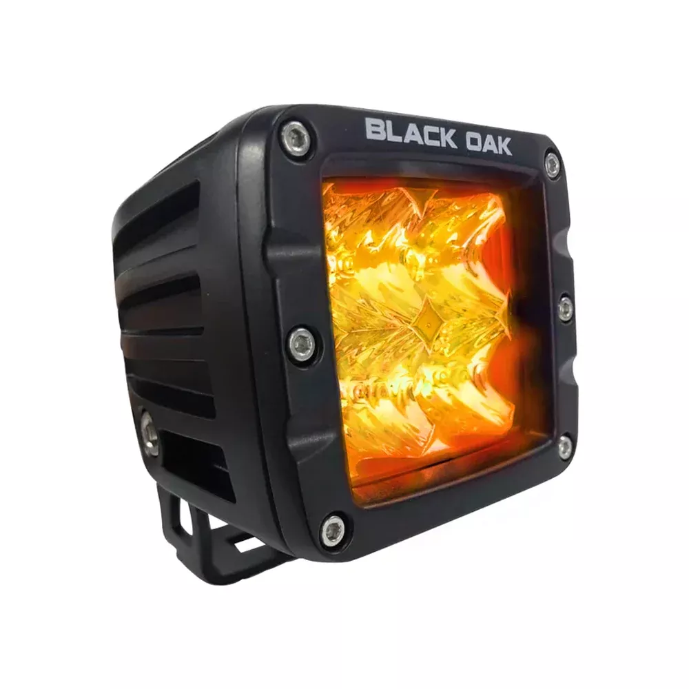 Black Oak 2" Amber LED Pod Light - Flood Optics - Black...