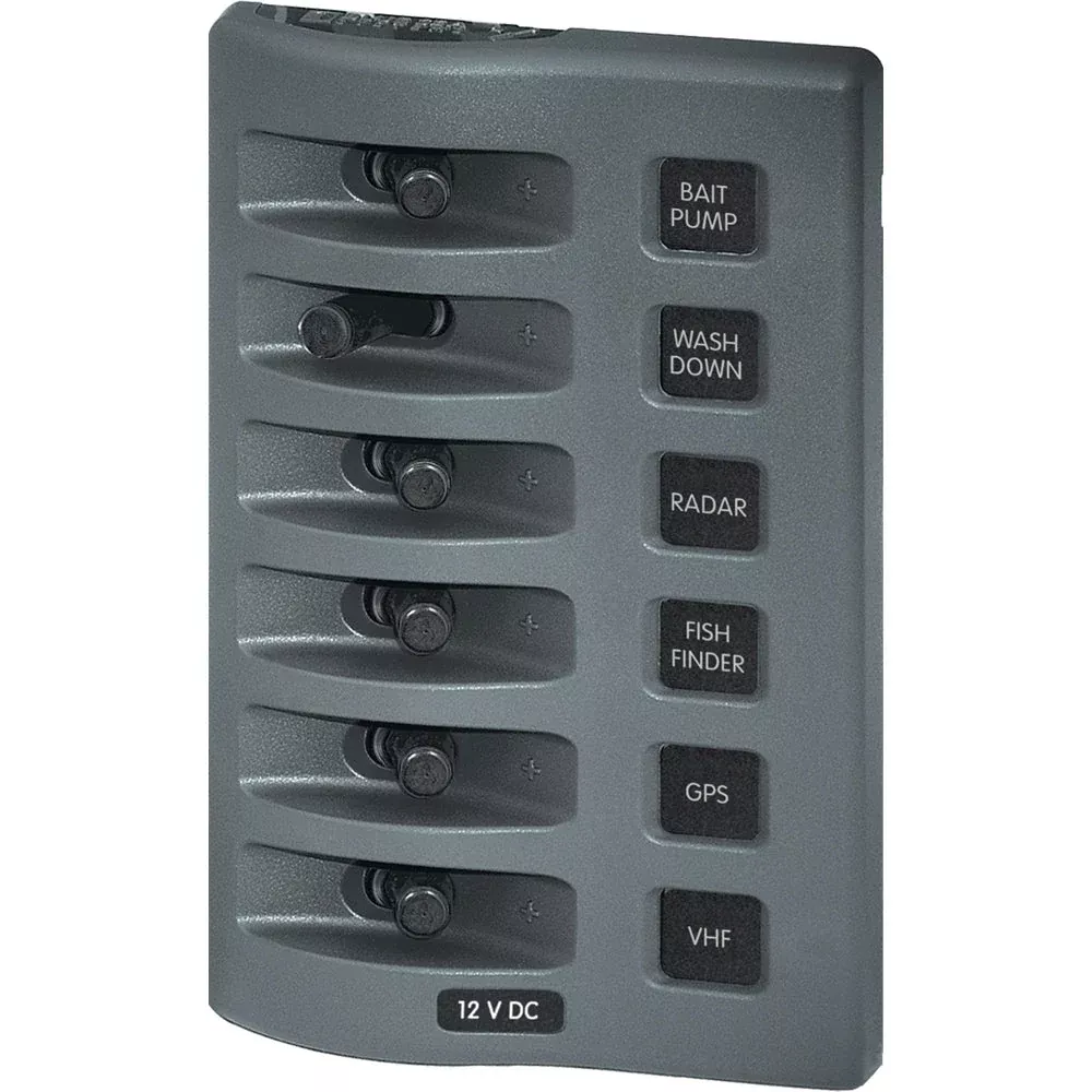 Blue Sea 4307 WeatherDeck 12V DC Waterproof Switch Panel - 6 Position MPN - 4307