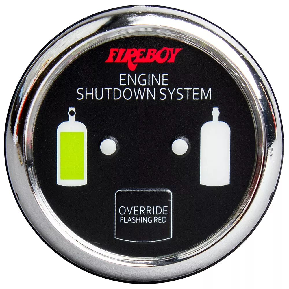 Fireboy-Xintex Deluxe Helm Display with Gauge Body, LED & Color Graphics for Engine Shutdown System - Chrome Bezel Display MPN - DU-RCH-20-R