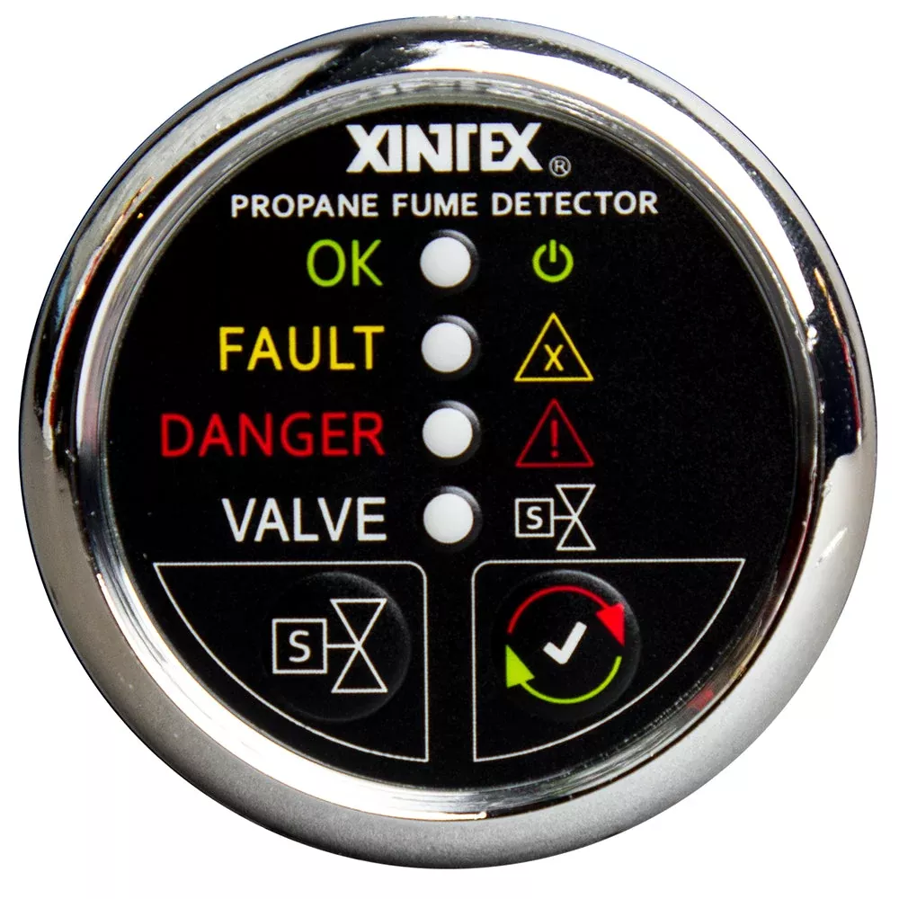 Fireboy-Xintex Propane Fume Detector with Plastic Sensor & Solenoid Valve - Chrome Bezel Display MPN - P-1CS-R