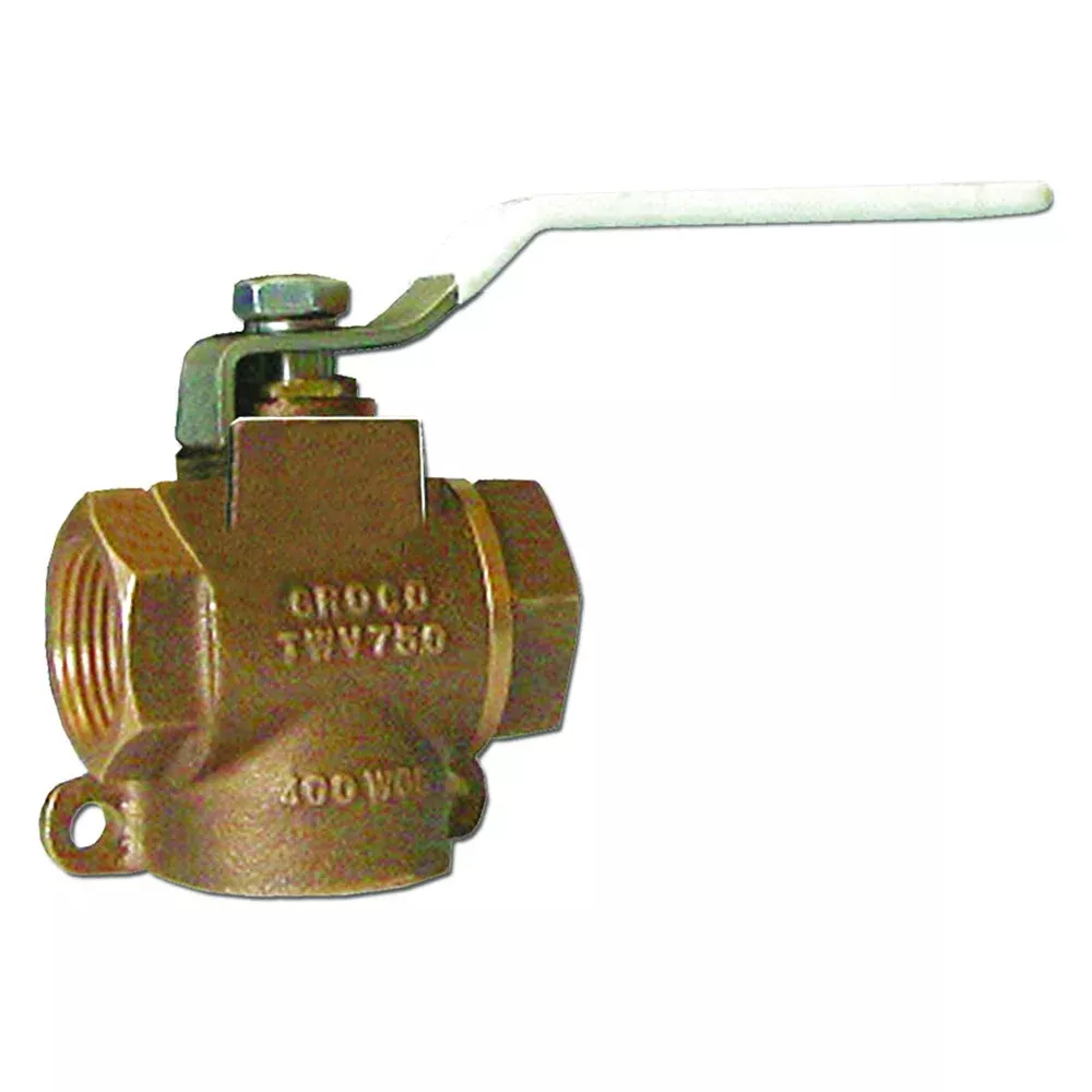 GROCO 1-1/2" NPT Bronze 3-Way Valve MPN - TWV-1500