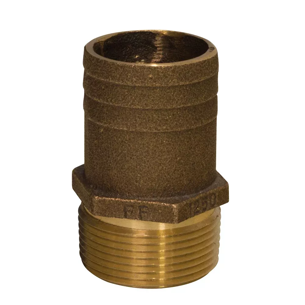GROCO 1-1/4" NPT x 1-1/2" Bronze Full Flow Pipe to Hose Straight Fitting MPN - FF-1250