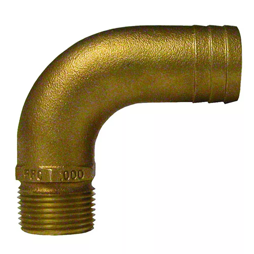 GROCO 1/2" NPT x 3/4" ID Bronze Full Flow 90° Elbow Pipe to Hose Fitting MPN - FFC-500