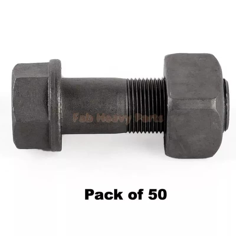 M22*65mm Track Shoe Bolt Chain Bolt with Nuts for Volvo CAT Fits Case Kobelco Fits Komatsu JD Excavator Loader- Pack of 50 - Fab Heavy Parts