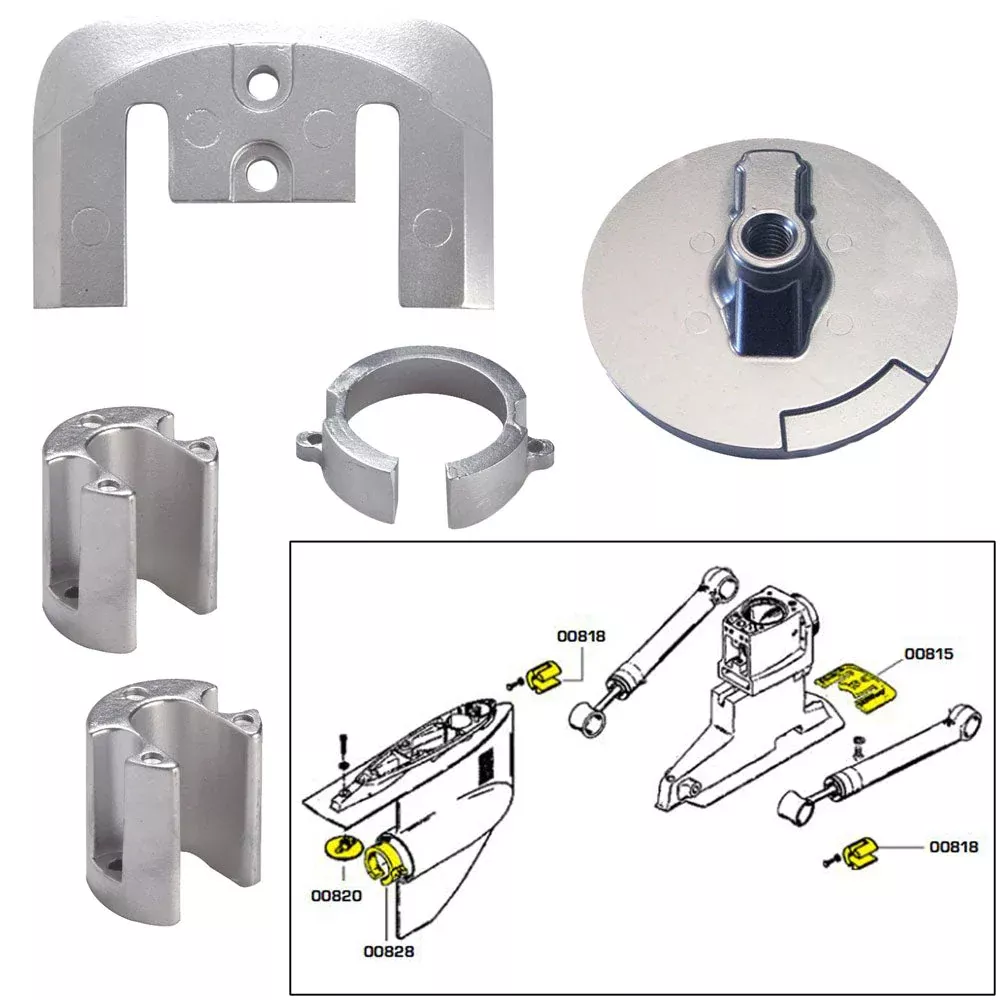 Tecnoseal Anode Kit with Hardware - Mercury Bravo 1 - Magnesium MPN - 20803MG
