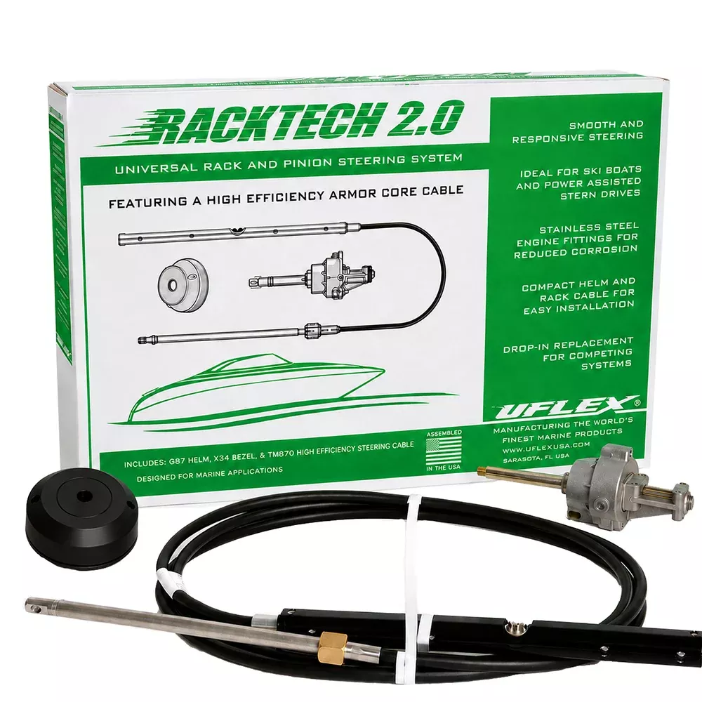 Uflex Racktech - 2.0 High Efficiency Rack Pinion System Kit - 15' Cabl