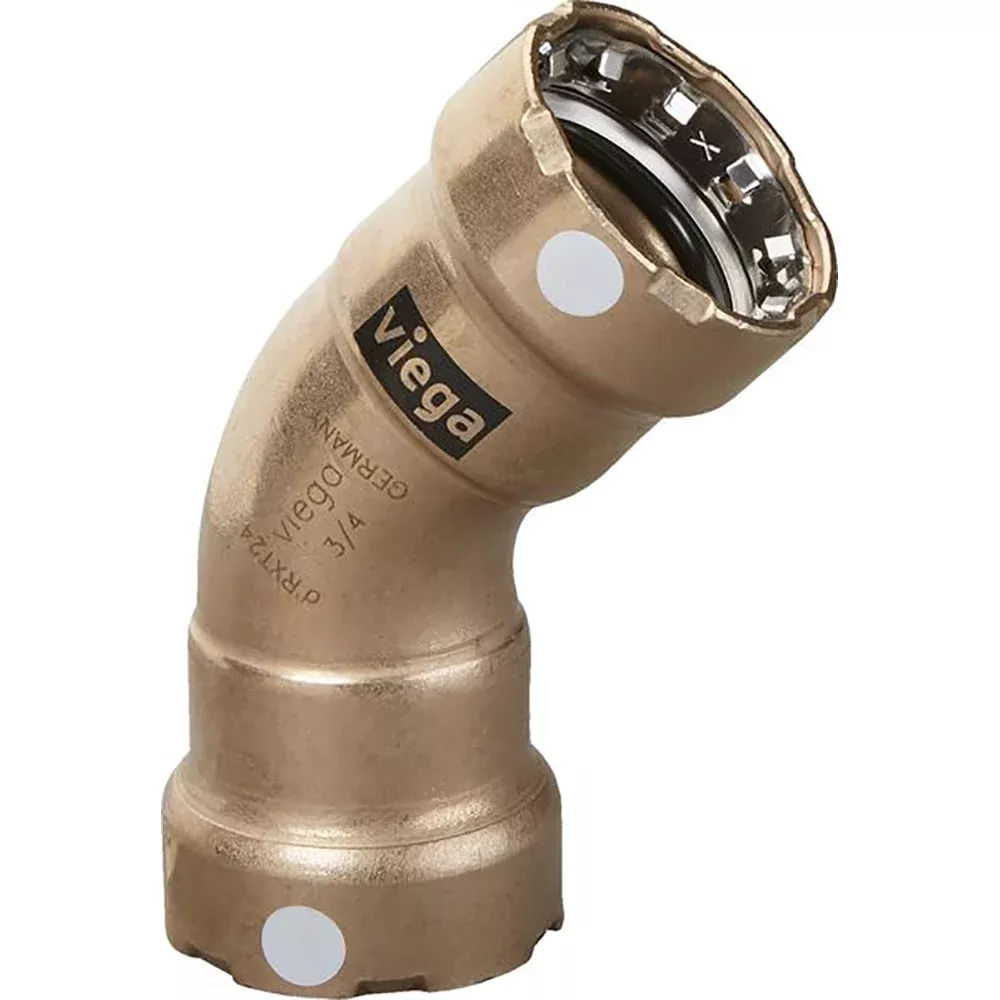 Viega MegaPress 3/4" 45° Copper Nickel Elbow - Double Press Connection - Smart Connect Technology MPN - 88095